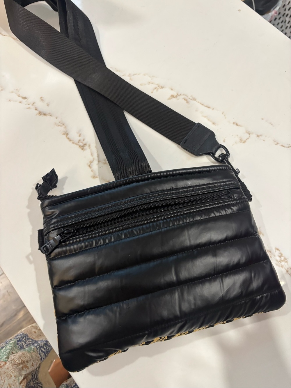 THINK ROYLN Black and Yellow Diagonal Stripe Belt Bag - Picture 4 of 4